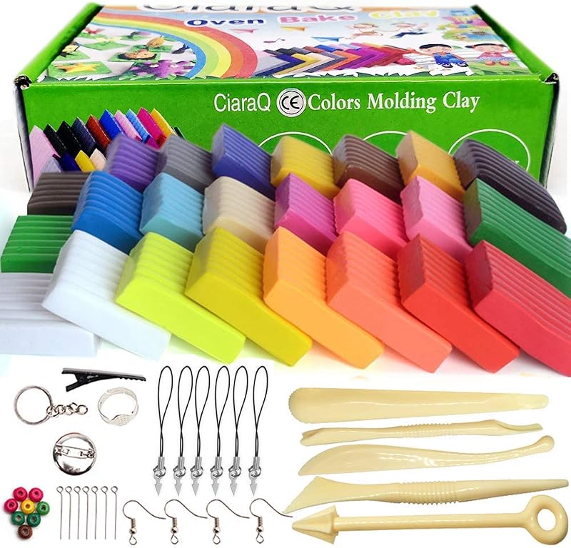 CiaraQ 24 Colors Polymer Clay Set Non-Toxic Oven Bake DIY Modelling Clay