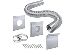 Pellet Stove Fresh Air Intake Kit with 2 Inch Aluminum for Flex Pipe, Stainless Steel Wall Plate and Rain Hood for Outside Co