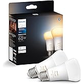 Philips Hue Smart 60W A19 LED Bulb - White Ambiance Warm-to-Cool White Light - 2 Pack - 800LM - E26 - Indoor - Control with H