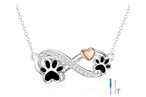 Flpruy Pet Cremation Jewelry for Pet Ashes 925 Sterling Silver Pet Urn Necklace for Ashes Keepsake Memorial Ashes Necklaces for Dog Cat Pet