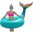 Jasonwell Giant Inflatable Mermaid Tail Pool Float with Fast Valves Summer Beach Swimming Pool Party Lounge Raft Decorations Toys for Adults Kids (Green)