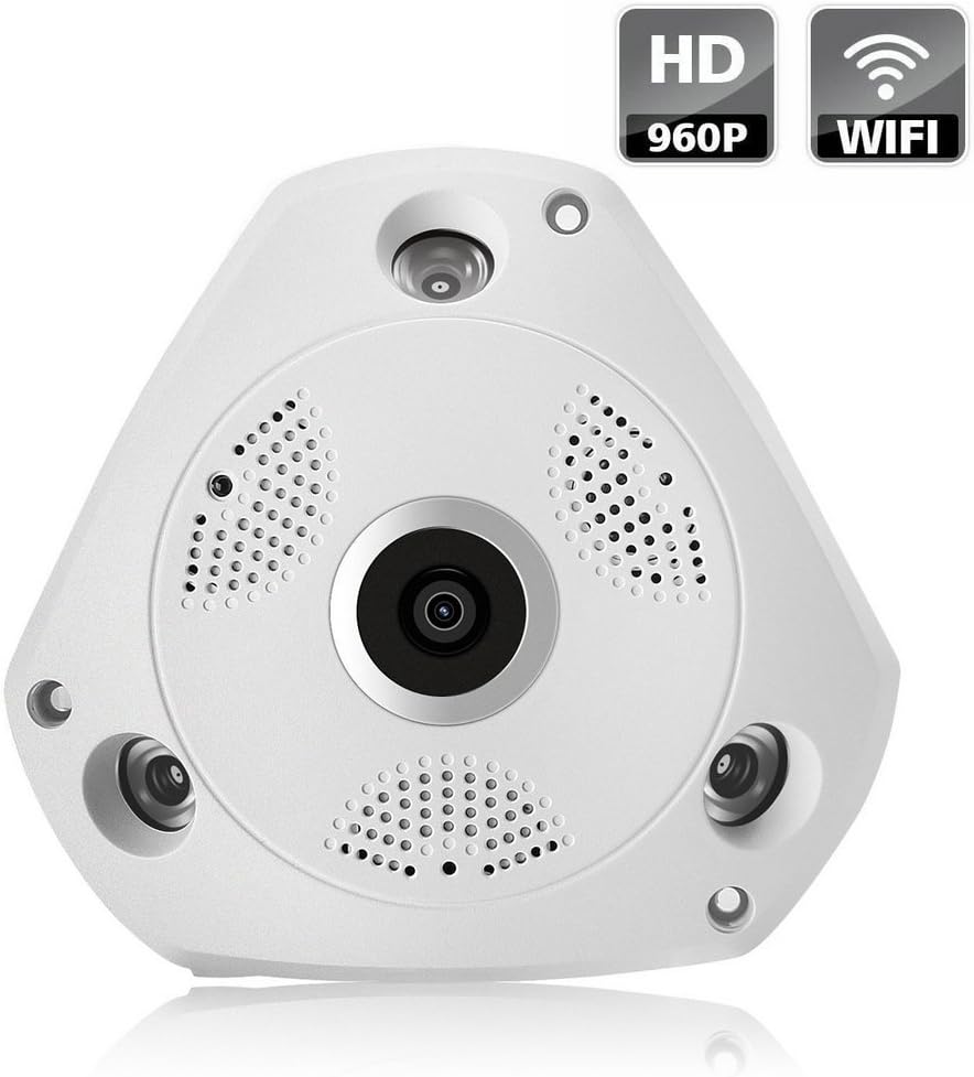 Panoramic Wireless IP Camera - Home Security Surveillance 3D VR 1.3 MP 960P 360 degree Two Way Audio Video Support Remote View IR Night Vision Motion Detection by Leocam