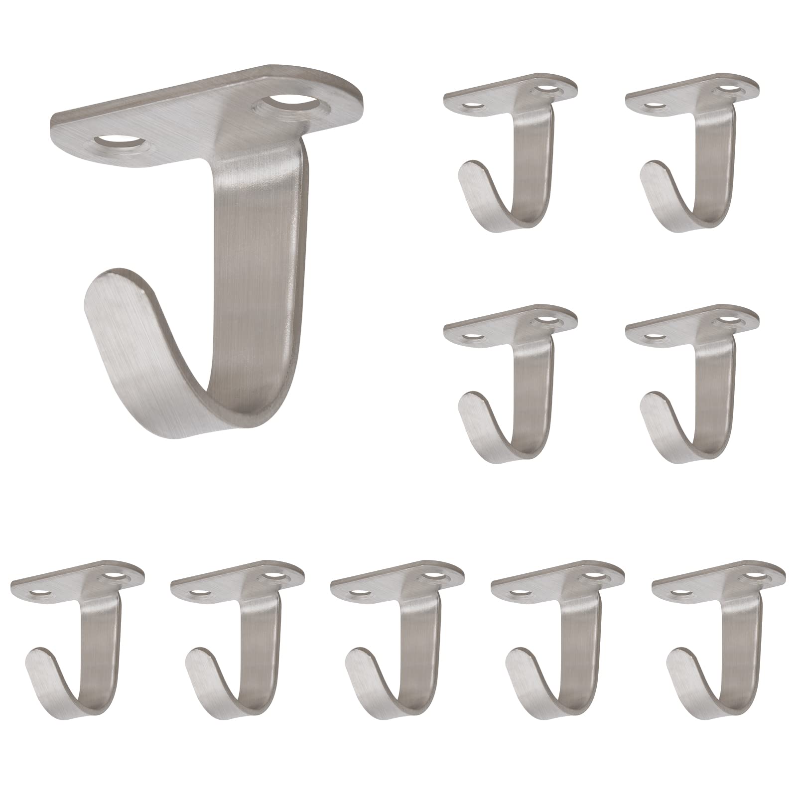 Photo 1 of ***MISSING PIECES***NearMoon Stainless Steel Screw Mounted Ceiling Hooks, Under-Shelf Towel/Robe Clothes Hook Heavy Duty Coat Hanger for Bathroom Kitchen Cabinet Garage, 10 Pack (Brushed Nickel)