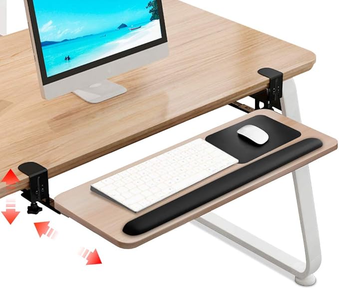 Muvteens Clamp on Keyboard Tray Under Desk Keyboard Drawer