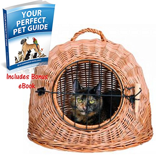 Classic Wicker Cat Basket W/ Mesh Door And Handle Practical And Comfortable Can Be Used As