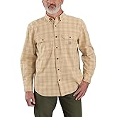 Carhartt Mens Loose Fit Midweight Chambray Long-Sleeve Plaid Shirt