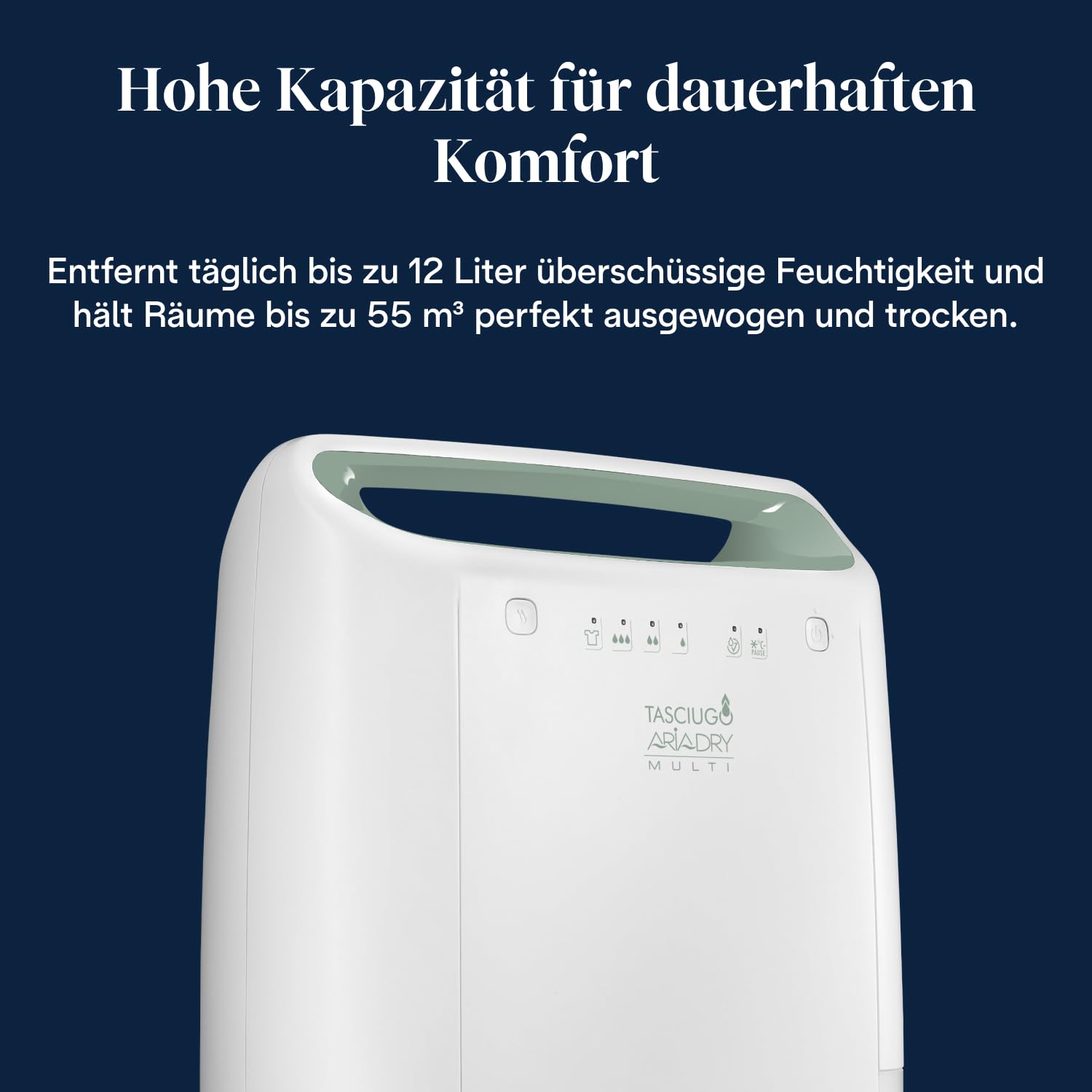 De’Longhi Tasciugo AriaDry - Tragbarer Luftentfeuchter mit 3-Fach-Filtersystem, 12L/Tag Feuchtigkeitsentzug, Wäschetrockner, Anti-Schimmel, Geringe Geräuschentwicklung, Weiß (DEX212SF) 3