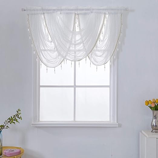 Amazon Com Wubodti Waterfall Valance Curtains Sheer For Windows