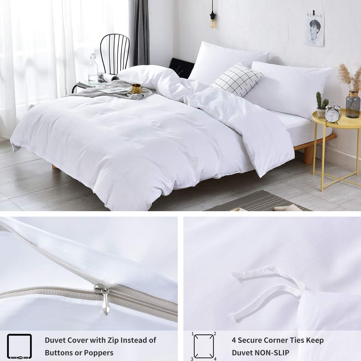 RUIKASI Bedding Double Bed Sets, 4 Piece Bedding Set Double Bed, Deep Pocket Fitted Sheet and Duvet Cover with Pillow cases - Image 5