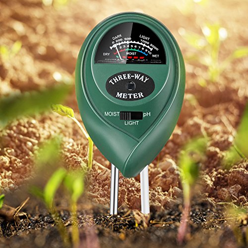 Jellas Soil Test Kit - 3 in 1 Soil pH Meter Tester Plant Moisture Sensor Meter/Light / pH Tester for Home, Garden, Lawn, Farm Promote Plants Healthy Growth - Green