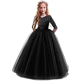 Flower Girl Lace Dress for Kids Wedding Bridesmaid Pageant Party Prom Formal Ball Gown Princess Puffy Tulle Dresses