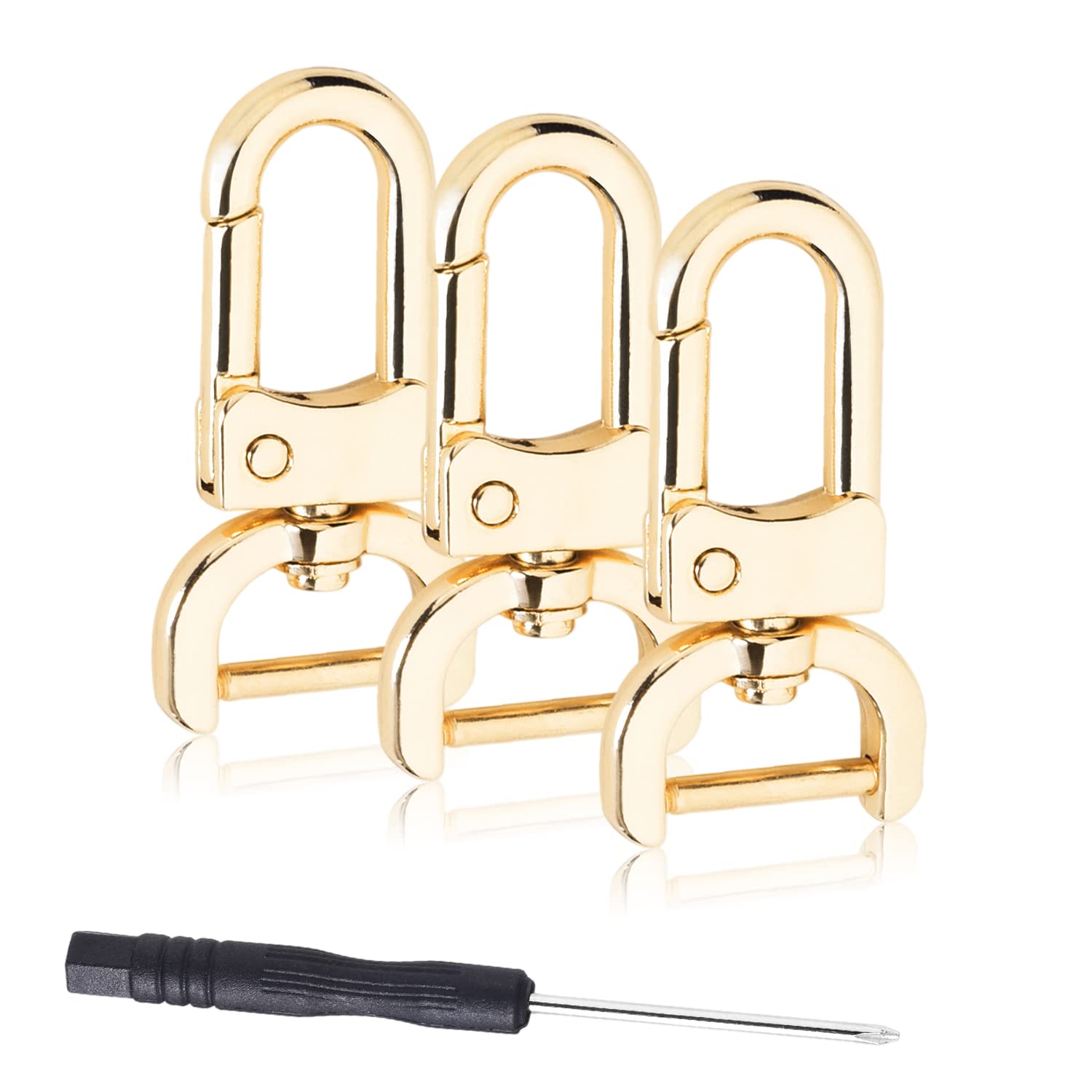 Photo 1 of 6 Pack 5/8 Inch Detachable Snap Hook Swivel Clasp with Screwdriver for Replacement Purse Keychain Hardware, Keyring Clip, Pets Collar Accessories (Gold)