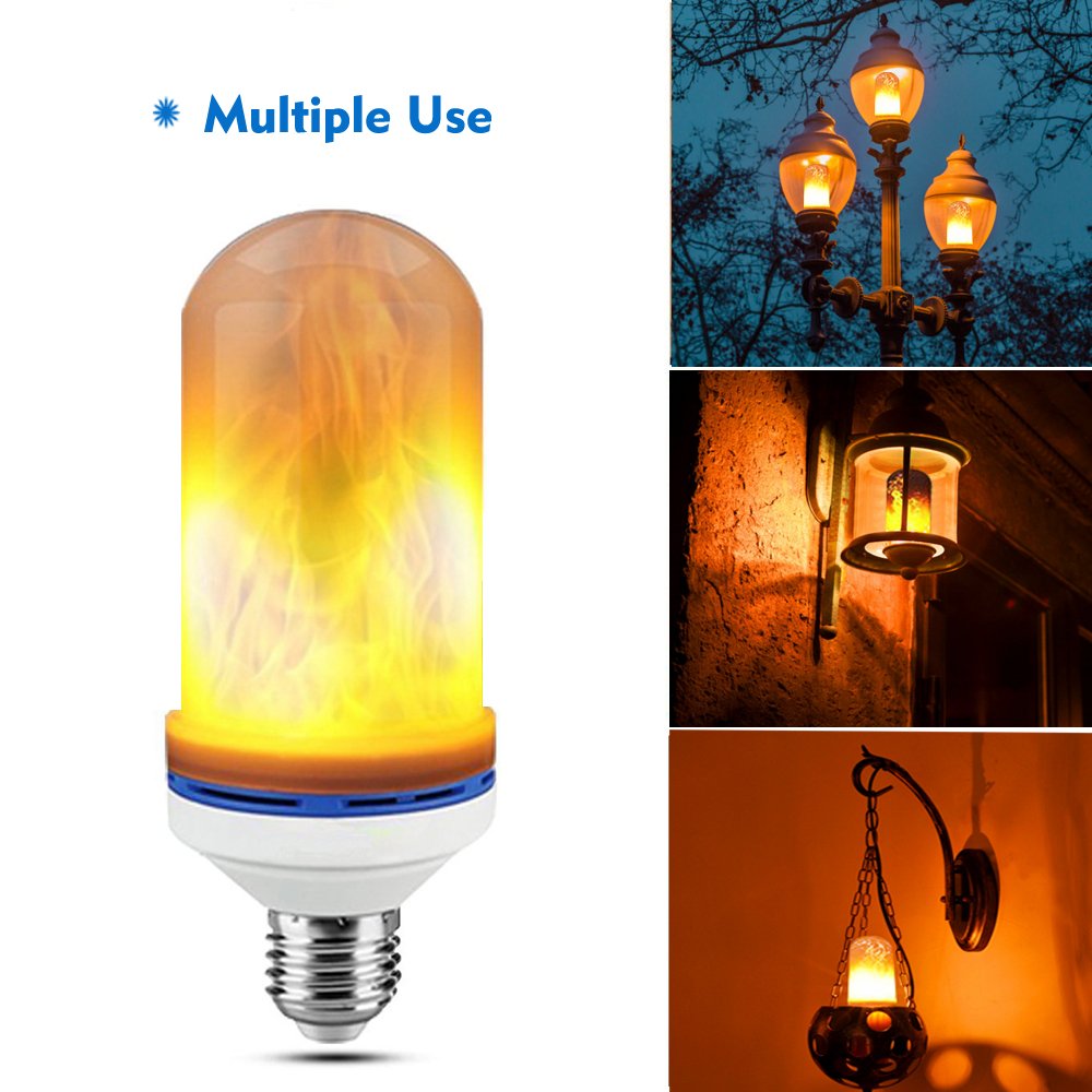 JESWELL LED Flame Light Bulb, 3 Light Modes Flicker Light Bulb, E27 Base Fire Effect Light Bulb for Home Decor (Pack of 2)
