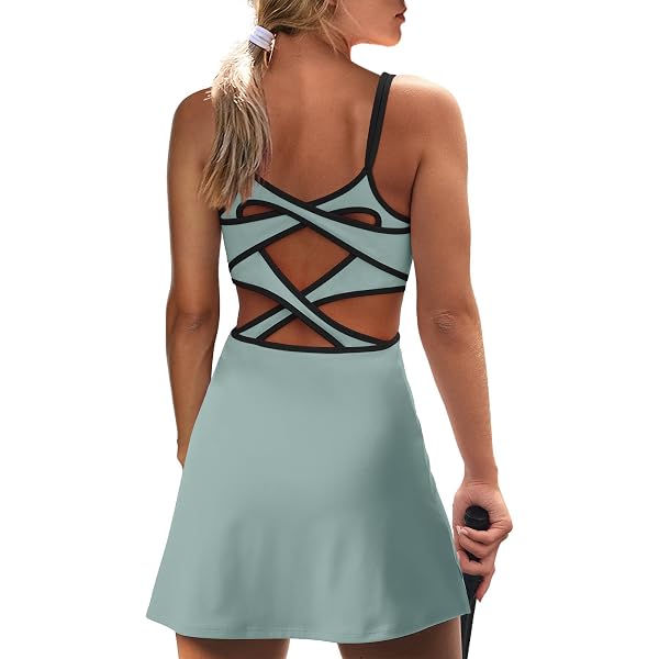Amazon.com: SENSERISE Womens One Shoulder Tennis Dress Built in Shorts &  Bra Workout Skort Dress Cut Out Mini Dresses(Black,L) : Clothing, Shoes &  Jewelry
