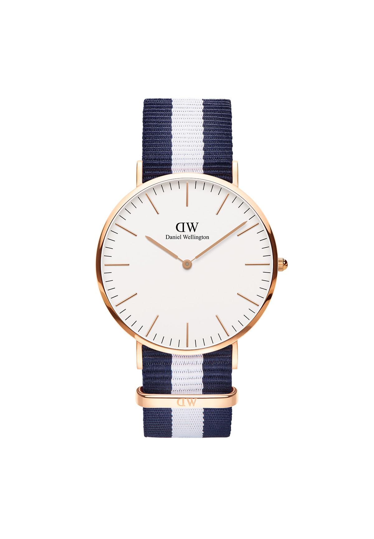 Reloj para hombre Daniel Wellington Classic Glasgow de 40 mm, reloj DW Classic de tela (poliéster) en oro rosa para hombre