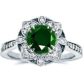 Viyuroyk 925 Sterling Silver Shiny Classic Emerald Cubic Zirconia Rings Diamond Rings for Women Jewelry Findings Earring Backs Findings