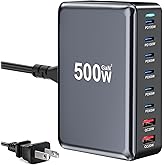 500W USB C Fast Charger Block, Multi-port USB Charging Station, GaN Ⅲ Double 100W PD PPS Port Fast Charging Station for Multiple Devices,Laptop Wall Charger Compatible with MacBook, iPhone 17,iPad etc