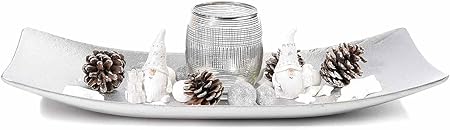 Centrotavola Natalizi Amazon.Centrotavola Natalizio In Legno Argento Amazon It Casa E Cucina