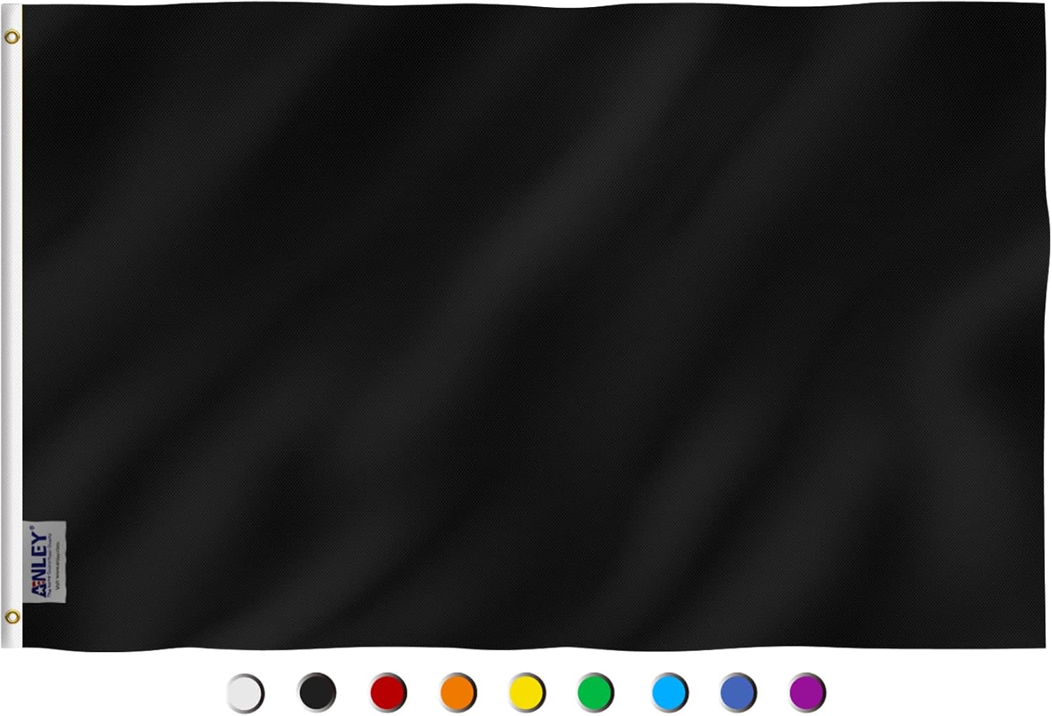 Flags - ANLEY Fly Breeze 3x5 Foot Solid Black Flag - Vivid Color and Fade Proof - Canvas Header and Double Stitched - Plain Black Flags Polyester with Brass Grommets 3 X 5 Ft