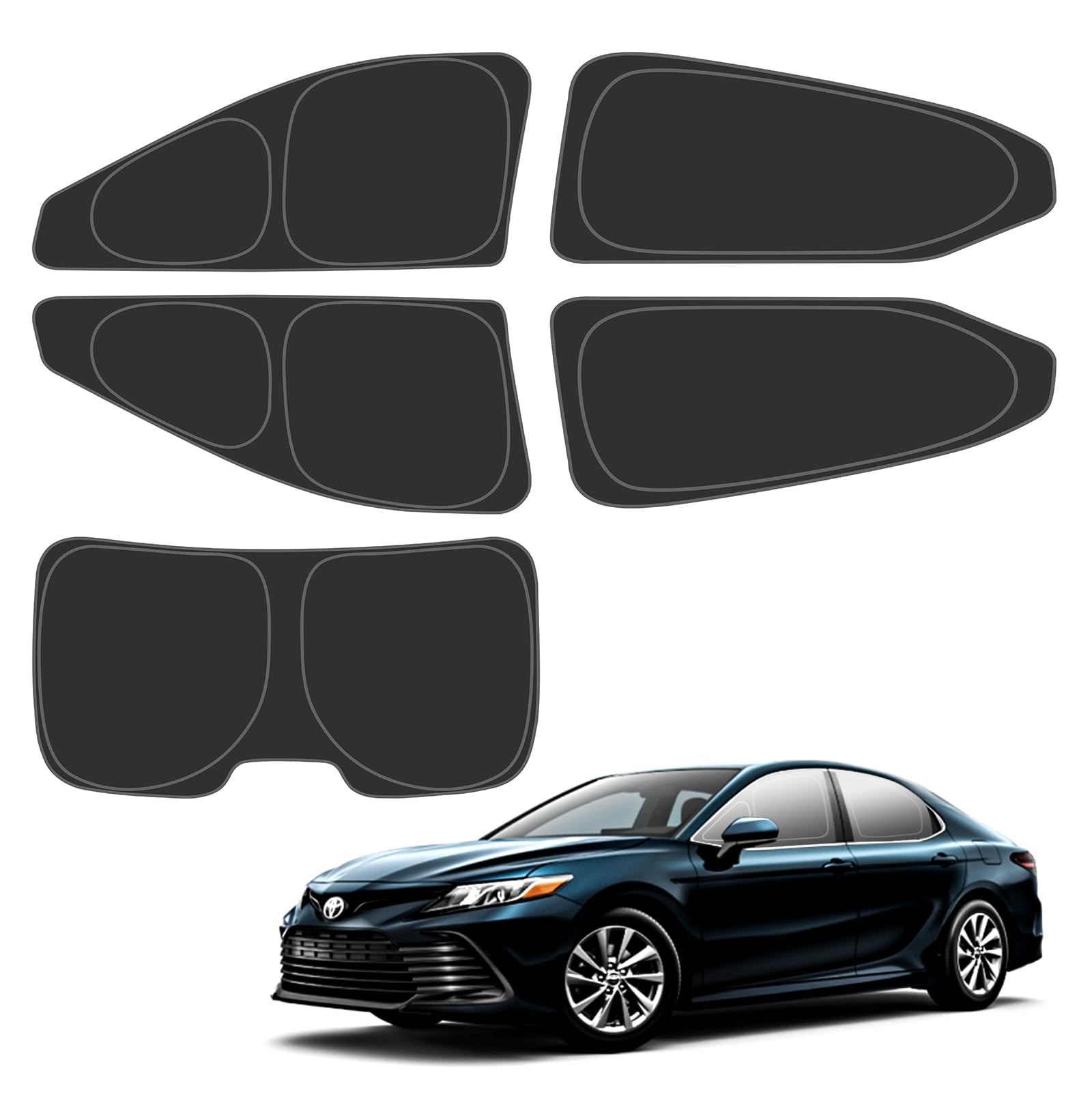 Photo 1 of D-Lumina Rear ? Side Window Sun Shade for 2018 2019 2020 2021 2022 2023 2024 Toyo-ta Camry Accessories, Windshield Sunshade Sun Visor Protector Blocks UV Rays Heat, Foldable 2 Layers 210T Material