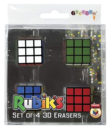 iscream Rubik's Cube Set of 4 3D Mini Erasers