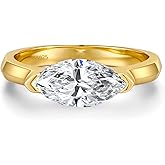 VISDIV 2CT Engagement Ring for Women Marquise Cut 925 Sterling Silver AAAAA Cubic Zirconia CZ Wedding Band Promise Ring For Women Solitaire Simulated Diamond Silver/Gold Size 5-10