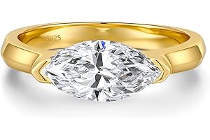 VISDIV 2CT Engagement Ring for Women Marquise Cut 925 Sterling Silver AAAAA Cubic Zirconia CZ Wedding Band Promise Ring For Women Solitaire Simulated Diamond Silver/Gold Size 5-10