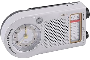 Oreilet Portable Radio with Clock, Rechargeable Battery Operated FM AM SW Multi Band Radio, Outdoor Emergency Pocket Radios f