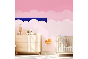 Fuutreo 5 Pcs 18.04 ft Vinyl Cloud Stencil for Wall Removable Cloud Edge Paint Stencils Self Adhesive Wall Stencil for Home Bedroom Living Room Nursery DIY Painting Decorations