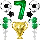 Kawailay Soccer 7th Birthday Balloons Soccer Party Balloons Championship Trophy Balloon Dark Green Number 7 Foil Balloon for Birthday Football Party