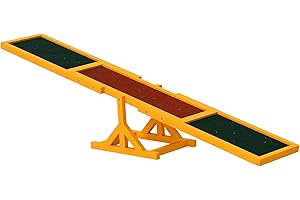 PawHut Wooden Dog Agility Seesaw for Training and Exercise, Platform Equipment Run Game Toy, Weather Resistant Pet Supplies, 71" L x 12" W x 12" H, Natural