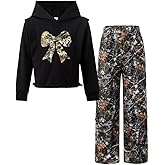 Tween Girls Clothes Hoodie Heart Print Top + Cargo Pants, Teen Girls Fall Clothing Set, Sizes 6-13 Years