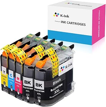 K Ink Brother Lc105 Lc107 Xl Kompatible Ersatz Tintenpatronen 5 Pack 2 Schwarz 1 Cyan 1 Magenta 1 Gelb Amazon De Burobedarf Schreibwaren