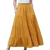 Allegra K Summer Maxi Skirts for Women 2026 Boho Flowy Tiered Long Skirt Ruffle Summer A-Line Beach Vacation Outfits