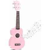 21 Inch Carbon Fibre Acoustic Guitar Ukulele Musical Instruments (Pink)