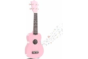 Kids Guitar Acoustic, Jakeloo 21 Inch Carbon Fibre Ukulele Toddler Acoustic Guitar Toy Guitar Child Guitar Musical Toy Kids Instruments Ideal for 3-9 Year Old Boys Girls Gifts (Pink)
