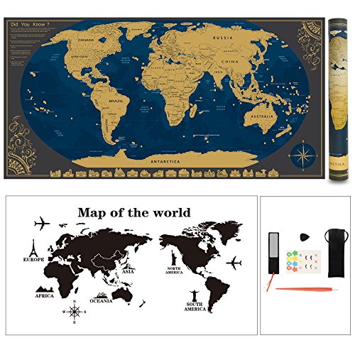 Good Pootack Carte Du Monde à Gratter 840420mm Gratter