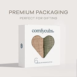 Comfy Cubs Muslin Baby Washcloths 6 Pack - Soft
