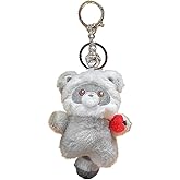 Eagyrosi Charming Plush Raccoon Keychain - Adorable Bag Charms, Car Key Accessories for Women, Handbag Pendant