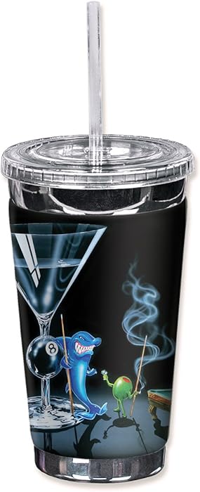 Mugzie 914-TGC"Michael Godard: Pool Shark" To Go Tumbler with Insulated Wetsuit Cover, 16 oz, Black
