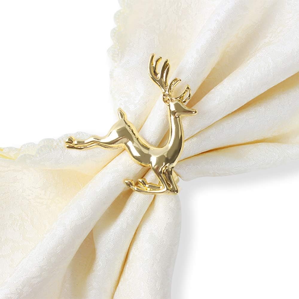 KissDate Napkin Rings, 6Pcs Gold Elk Chic Napkin Rings for Place Settings, Wedding Receptions, Christmas, Thanksgiving and Home Kitchen Dining Table Linen Accessories: Home & Kitchen