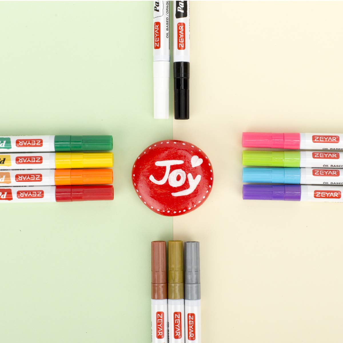 ZEYAR Oil-Based Paint Markers, Expert of Rock Painting, Extra Fine Point, 18 Colors, AP Certified. Works on Rock, Wood, Glass, Metal, Ceramic and more