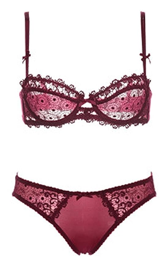 Nature Damen Dünnn Transparenten Spitzen Balconette BH Set