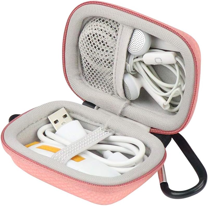 Iksnail Headphone Organizer Bag, Travel Carrying Case Shockproof Portable Storage Pouch for Wireless Earbuds Bluetooth Headphone, USB Flash Drive, USB Cable,Rose