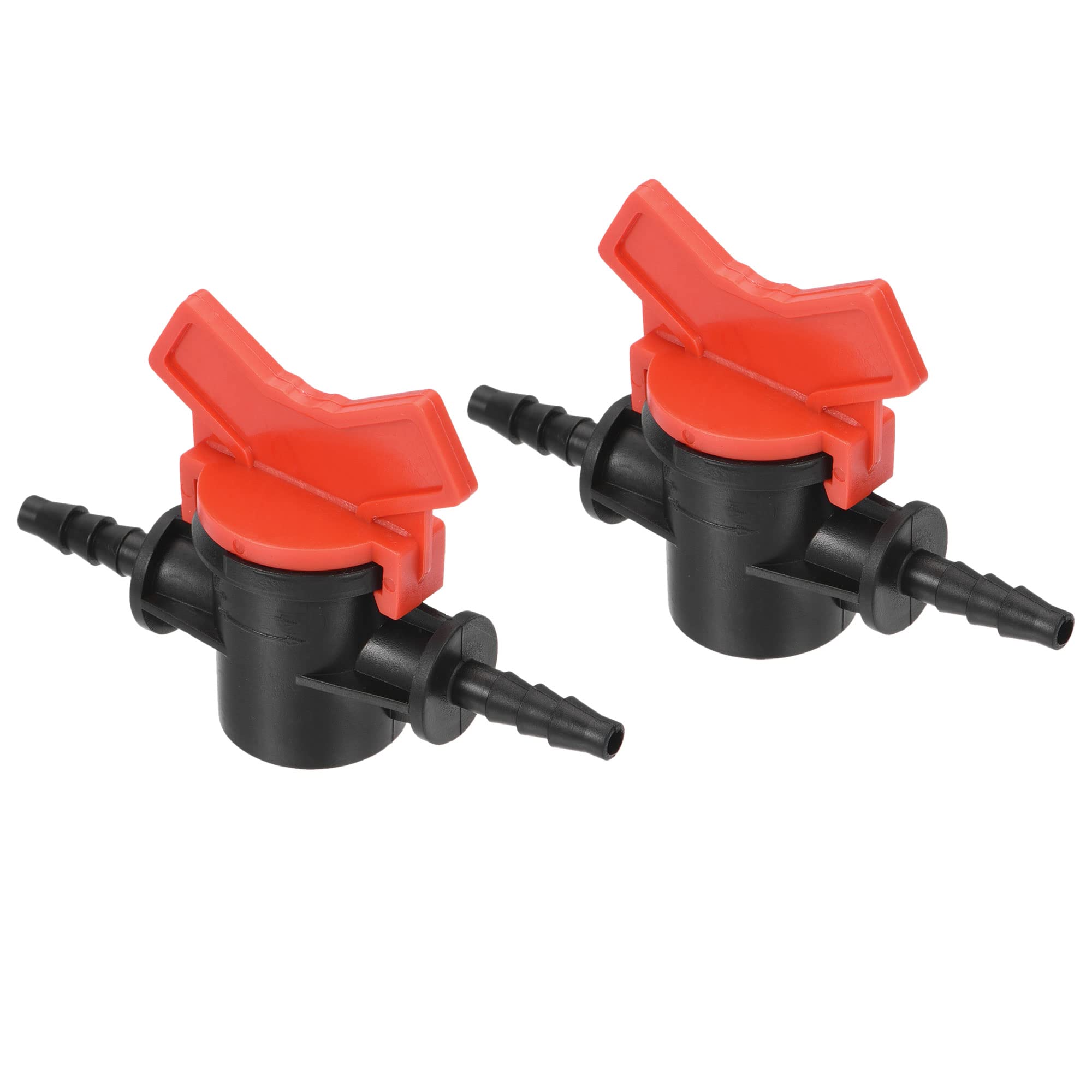 M METERXITY 2 Pack Barbed Ball Valve - 1/4-Inch ID in-Line Ball Valve Shut Off Switch Apply to Drip Irrigation and Aquariums (1/4 Inch, Black)