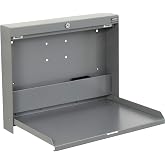 Global Industrial Wall Mounted Fold Down Shop Desk with keyed Lock, 50 Lbs Capacity, Steel Construction, 20" W x 3-3/8"D x 16-3/8"H, Gray Powder Coat Finish