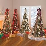 BrylaneHome Flat-To-Fabulous Fully Decorated, Pre-Lit 6FT Tree (SILVER GOLD,0)