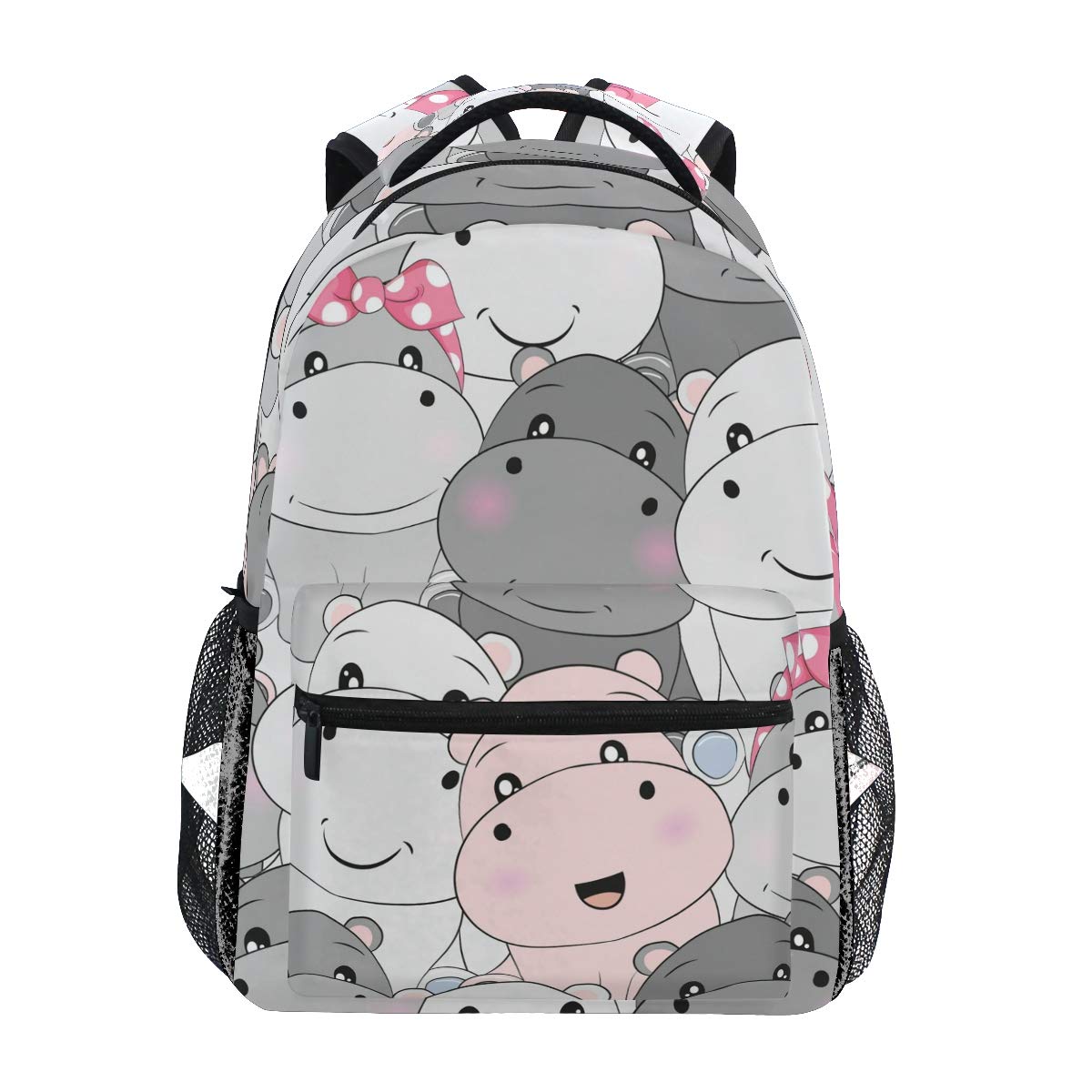 Mnsruu Cute Baby Hippo School Backpack for Boys Girls Kids Travel Bag Bookbag