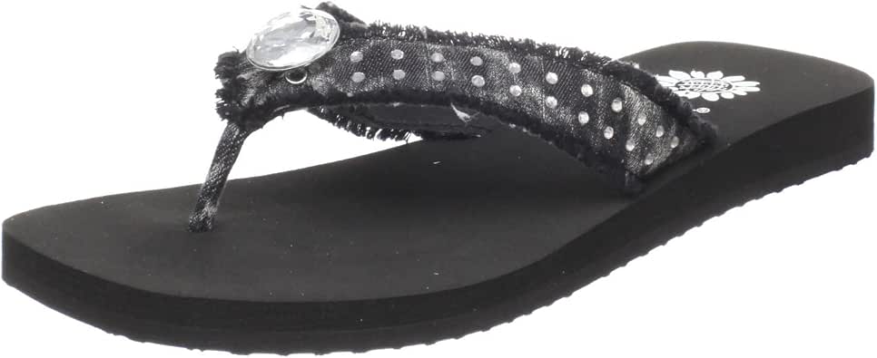 women's yellow box flip flops