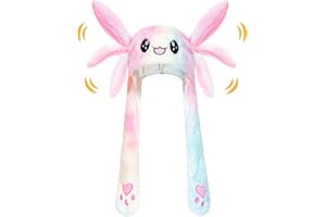 Naichuo Ear Moving Jumping Rabbit Hat Bunny Plush Cap, Halloween Easter Party Cosplay Holiday Hat for Women Girls
